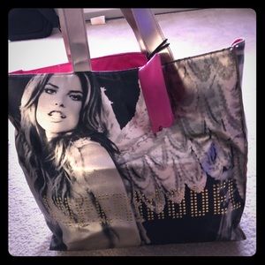 Large Victoria’s secret tote! Black gold and pink